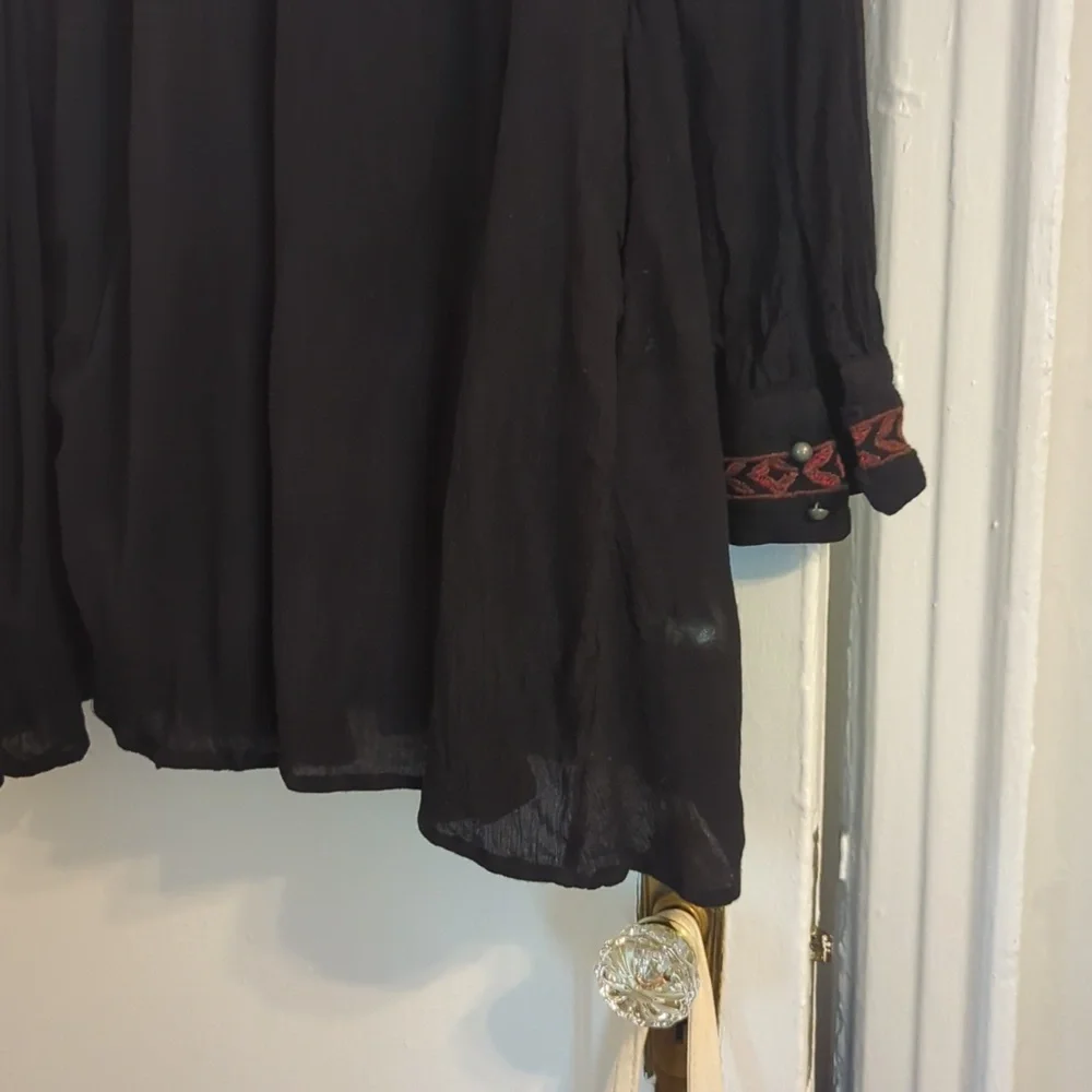 Dark romantic Free people LS Black  embroidered Mini dress-small